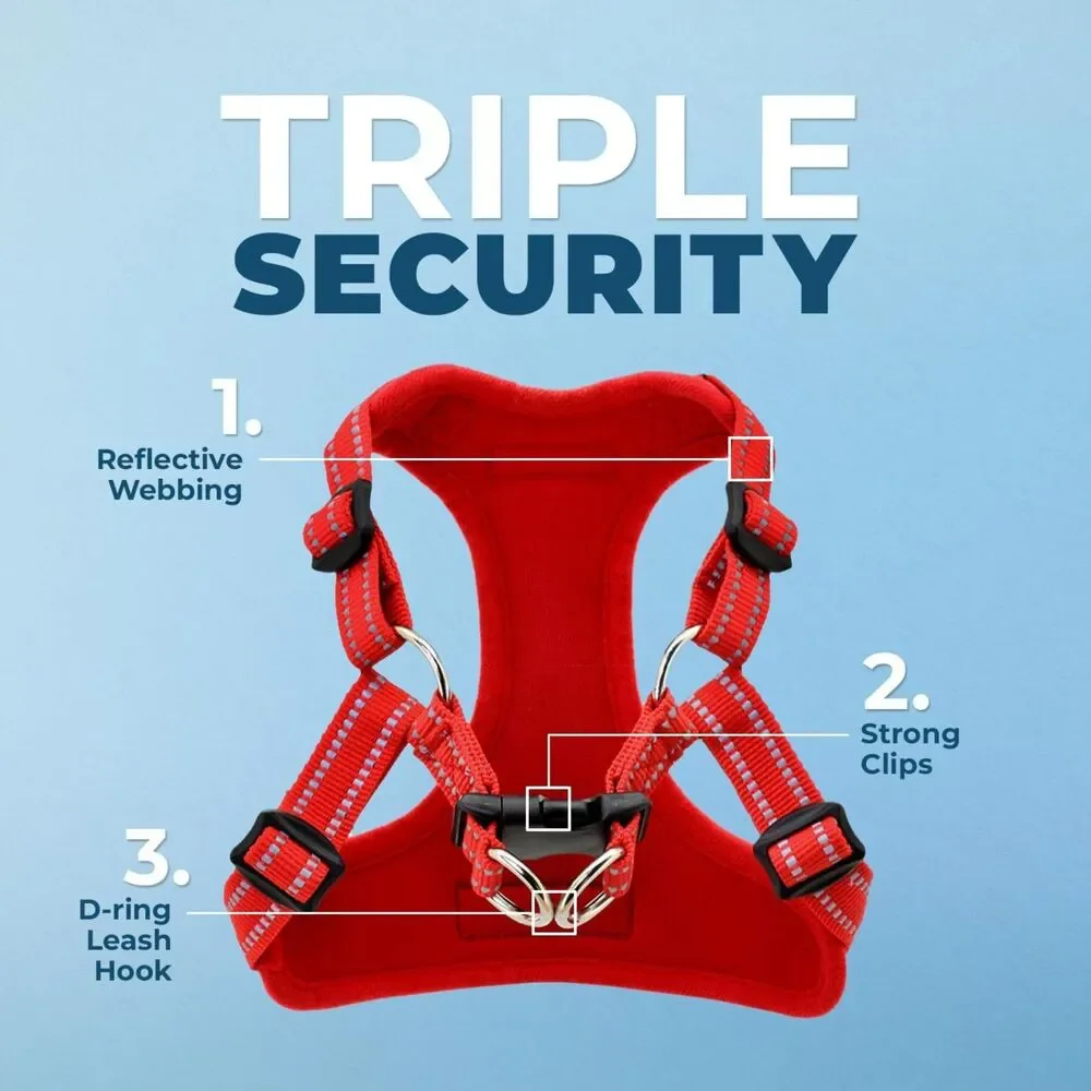 Voyager Step-in Flex Adjustable Reflective Dog Harness - Red, Medium